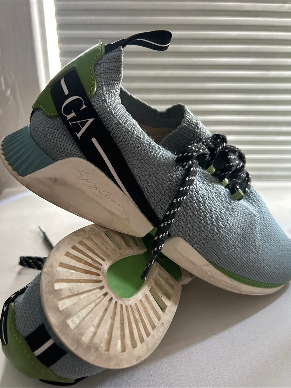 Giorgio Armani Blue and Green Sneakers - Picture 3 of 9